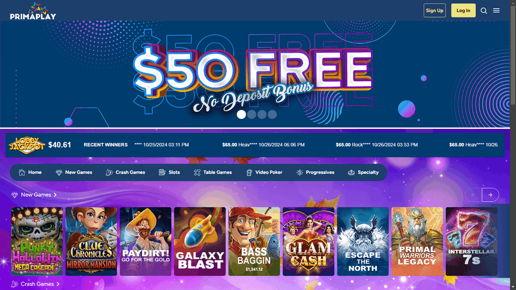 Prima Play Online Casino No Deposit Bonus Codes (50 Free Chips)