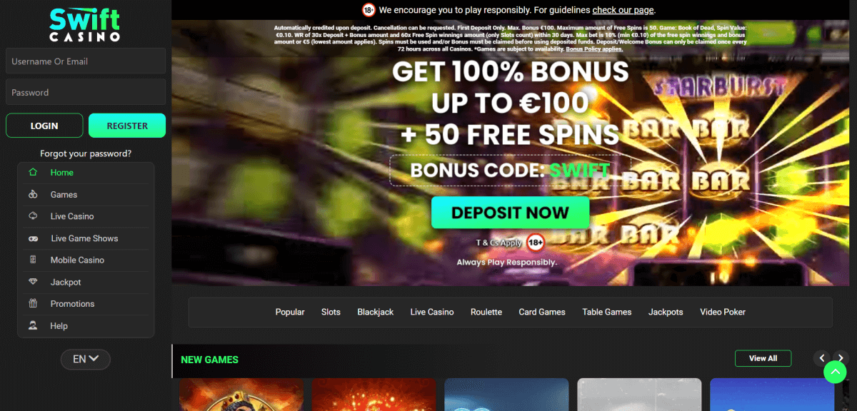 Oplev De Bedste Spil Med Swift Casino DK